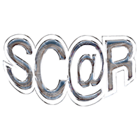 the word scar on a black background